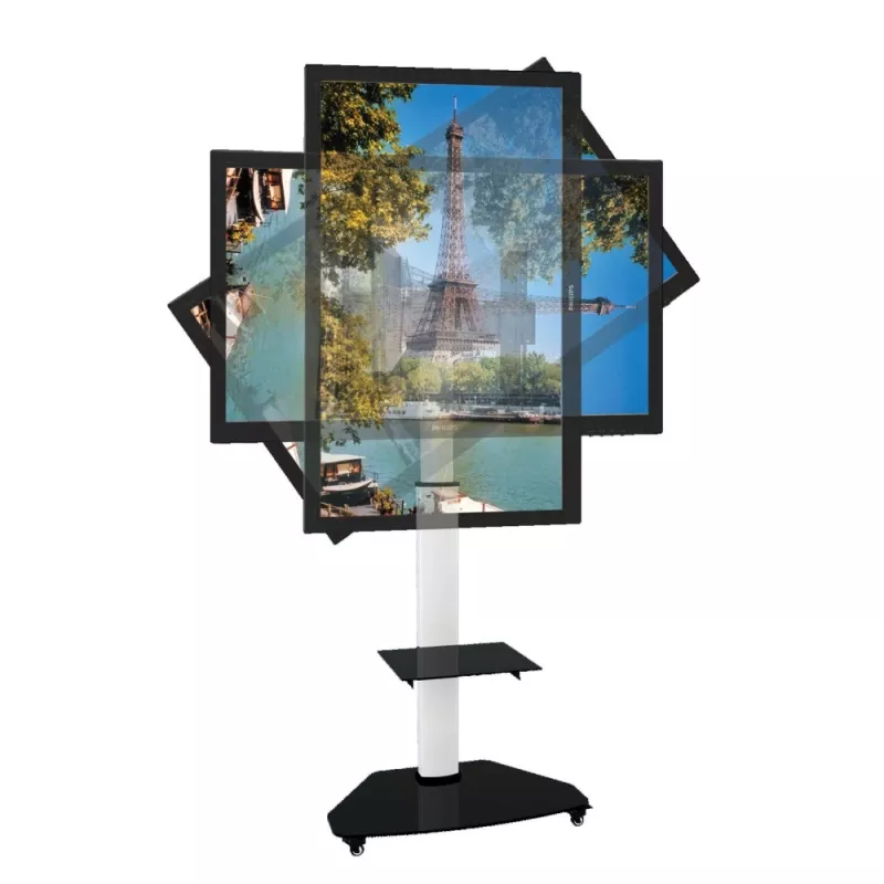 Techly põrandatugi riiuliga käru TV LCD/LED/Plasma 37-70 tolli Valge