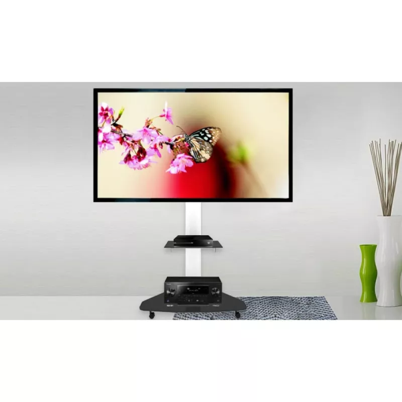 Techly põrandatugi riiuliga käru TV LCD/LED/Plasma 37-70 tolli Valge
