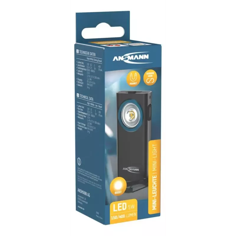 Võtmehoidja taskulamp Ansmann ML400R Must LED 5W USB laetav