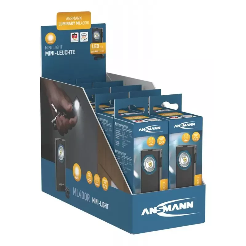 Võtmehoidja taskulamp Ansmann ML400R Must LED 5W USB laetav