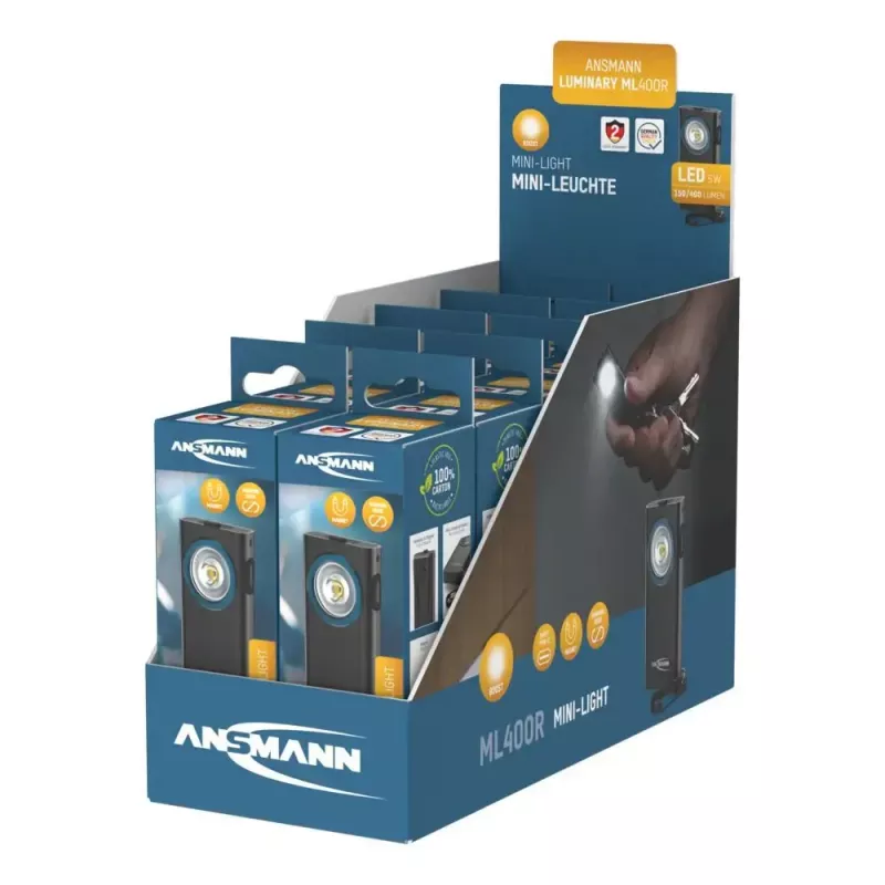 Võtmehoidja taskulamp Ansmann ML400R Must LED 5W USB laetav