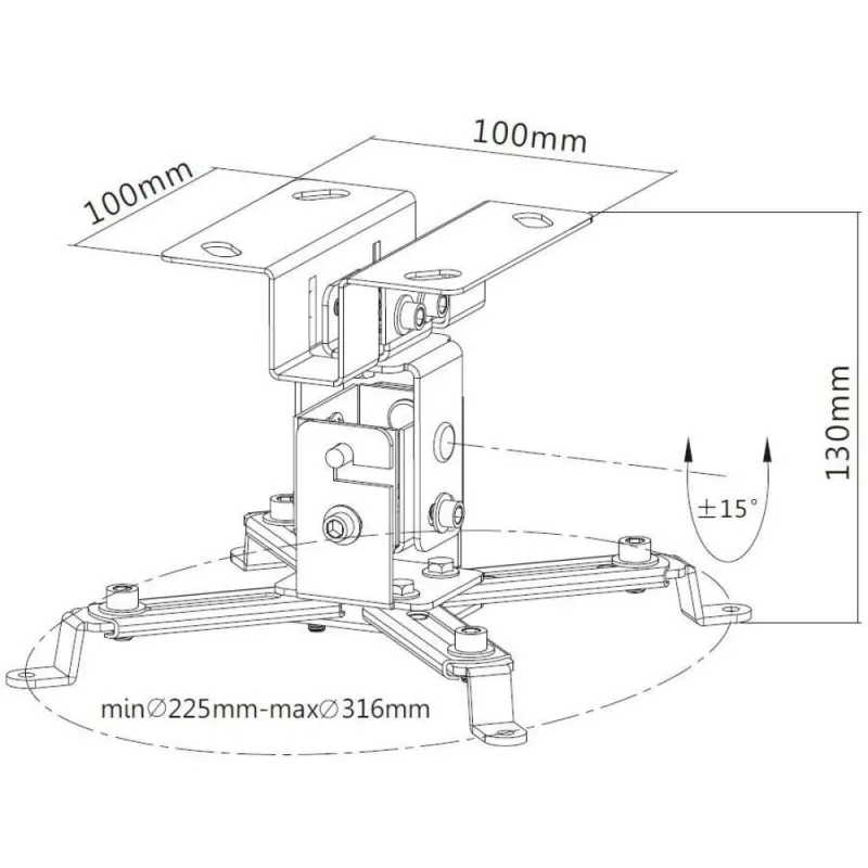Techly Projektori laetoendi pikendus 130mm hõbedane ICA-PM 2S