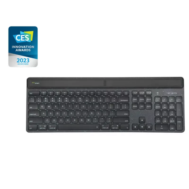 Targus EcoSmart AKB868FR klaviatuur Universaalne Bluetooth AZERTY Prantsuse Must