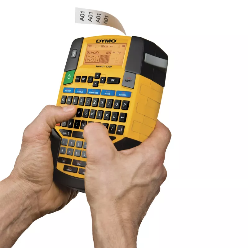 DYMO RHINO 4200 tööstuslik sildivalmistaja | QWERTY-klaviatuur ja aega säästvad kiirklahvid | Vastupidav sildiprinter tööplatsidele ja rasketeks märgistustöödeks