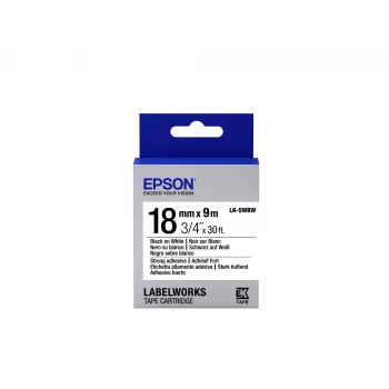 Epson Label Cartridge Strong Adhesive LK-5WBW Must/Valge 18mm (9m)