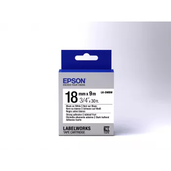 Epson Label Cartridge Strong Adhesive LK-5WBW Must/Valge 18mm (9m)
