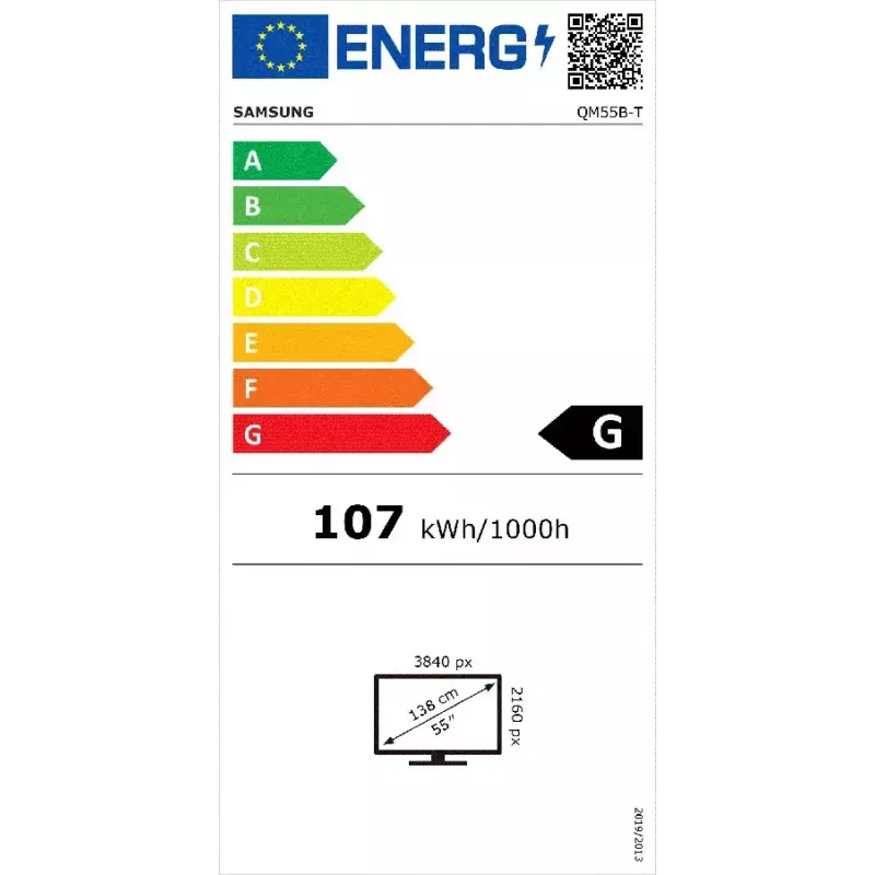 Digital signage lameekraan Samsung QM55B-T 55 tolli LCD 4K Ultra HD VA, 400 cd/m², Tizen 6.5, puutetundlik
