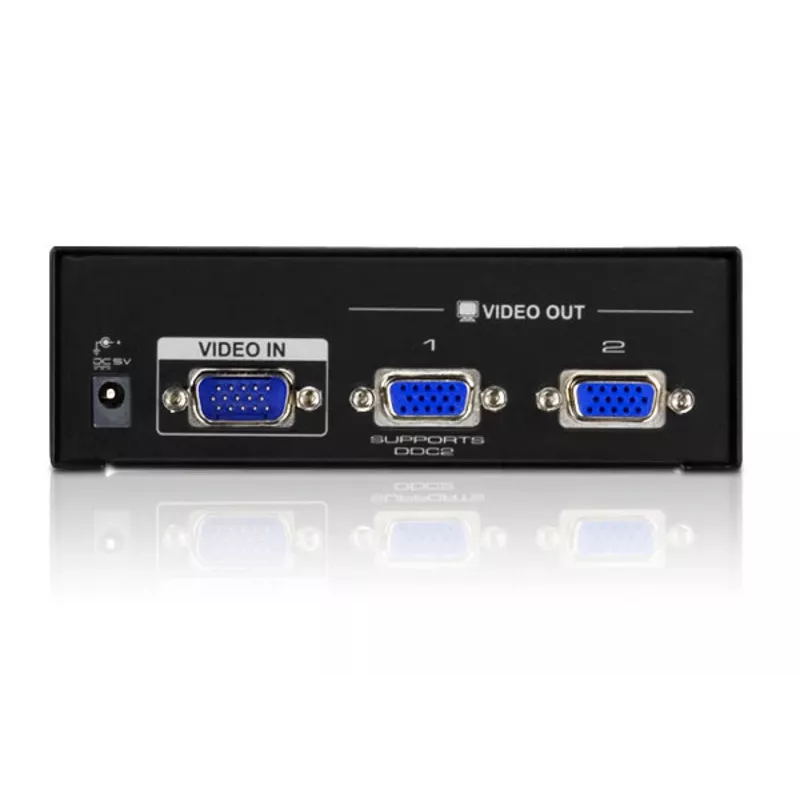 ATEN 2-pordiline VGA-videopoolitaja (450 MHz), VGA, 2x VGA, 2048 x 1536 pikslit, Must, Metallist, QXGA