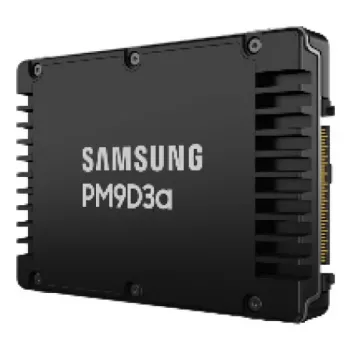 SSD Samsung PM9D3a 7,68 TB 2,5-tolline PCIe 5.0 NVMe — 7680 GB, lugemiskiirus kuni 12 000 MB/s, kirjutamiskiirus 6000 MB/s