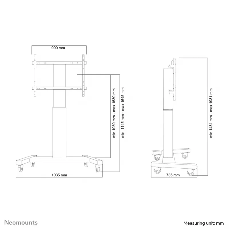 Neomounts PLASMA-M2250Must TV-käru 42-100 tolli - mootoriga