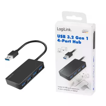 LogiLink USB 3.2 Gen1 4-pordiline jaotur must 5000 Mbit/s ABS