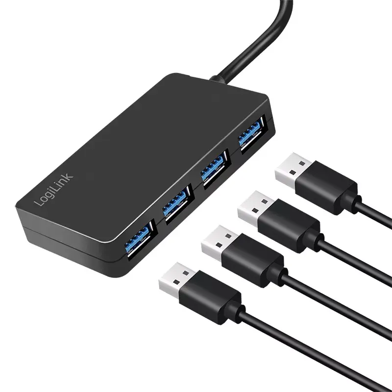 LogiLink USB 3.2 Gen1 4-pordiline jaotur must 5000 Mbit/s ABS