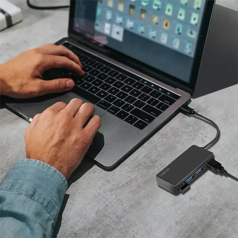 LogiLink USB 3.2 Gen1 4-pordiline jaotur must 5000 Mbit/s ABS