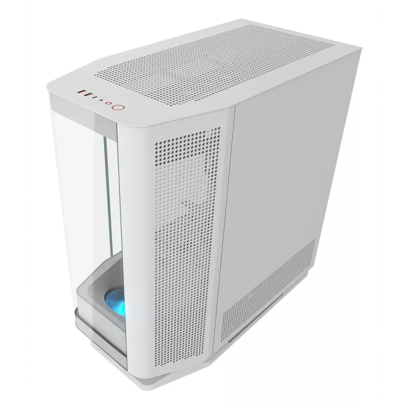 PC Midi Tower korpus Cougar FV270 — Valge, toetab ATX/EATX/Micro-ITX, 2×3.5 tolli + 2×2.5 tolli, 120/140 mm ventilaatorid