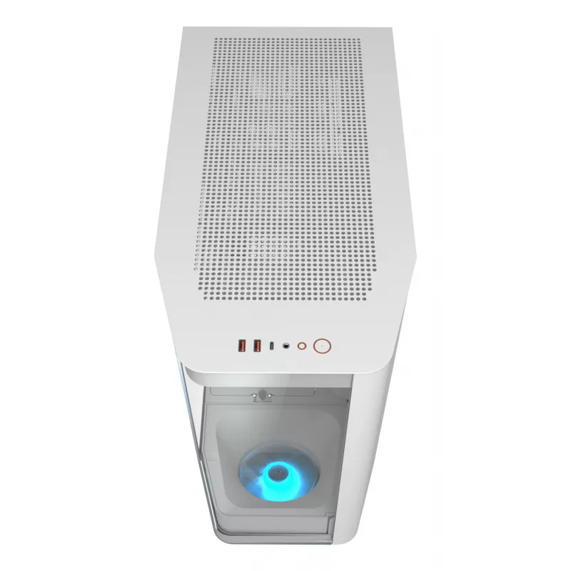 PC Midi Tower korpus Cougar FV270 — Valge, toetab ATX/EATX/Micro-ITX, 2×3.5 tolli + 2×2.5 tolli, 120/140 mm ventilaatorid