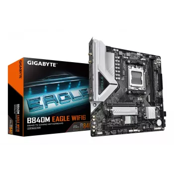 GIGABYTE B840M EAGLE WIFI6 emaplaat - AMD Ryzen 9000 protsessoritele, 5+2+2 faasi VRM, kuni 7600MHz DDR5(O.C), 1xPCIe 4.0 + 1xPCIe 3.0 M.2, Wi-Fi 6, 2.5GbE LAN, USB 3.2 Gen 1