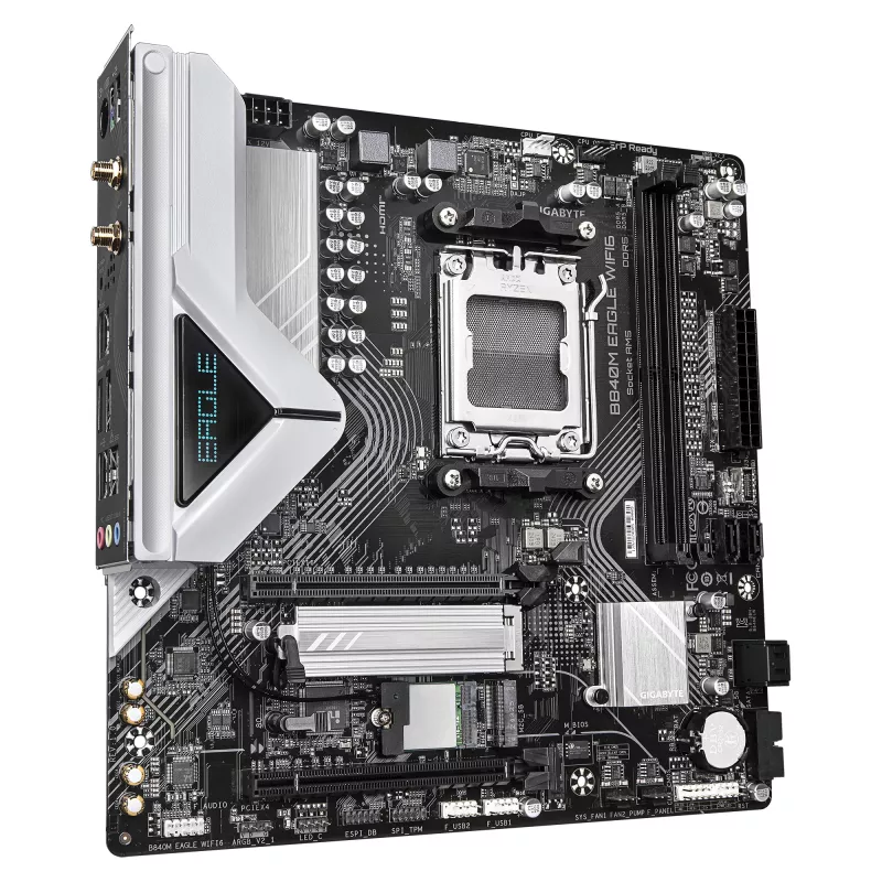 GIGABYTE B840M EAGLE WIFI6 emaplaat - AMD Ryzen 9000 protsessoritele, 5+2+2 faasi VRM, kuni 7600MHz DDR5(O.C), 1xPCIe 4.0 + 1xPCIe 3.0 M.2, Wi-Fi 6, 2.5GbE LAN, USB 3.2 Gen 1