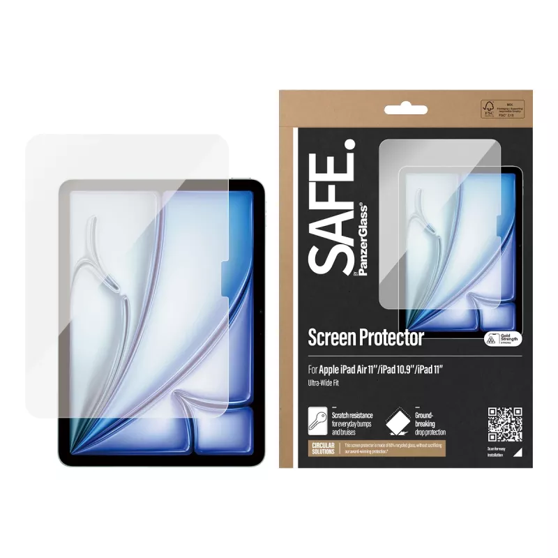 PanzerGlass SAFE. by ® ekraanikaitse iPad Air 11 inch (2024–2026) | iPad 11 inch (2025–2026) | iPad 10.9 inch (2022) | ülilai sobivus