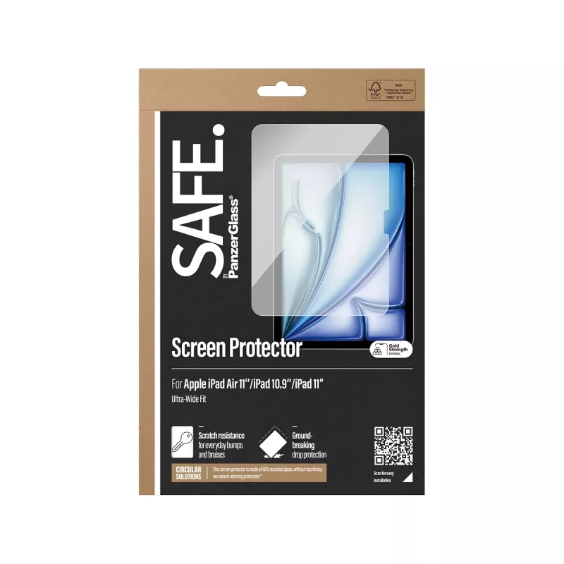 PanzerGlass SAFE. by ® ekraanikaitse iPad Air 11 inch (2024–2026) | iPad 11 inch (2025–2026) | iPad 10.9 inch (2022) | ülilai sobivus