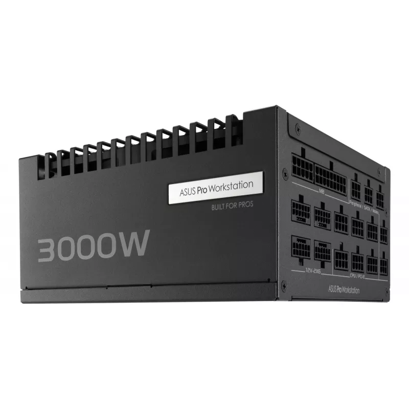 Toiteplokk ASUS Pro WS 3000 W ATX 3.1 80 PLUS Platinum täismodulaarne, 20+4 kontakti, 4×16-kontaktiline PCIe, 12×SATA, must