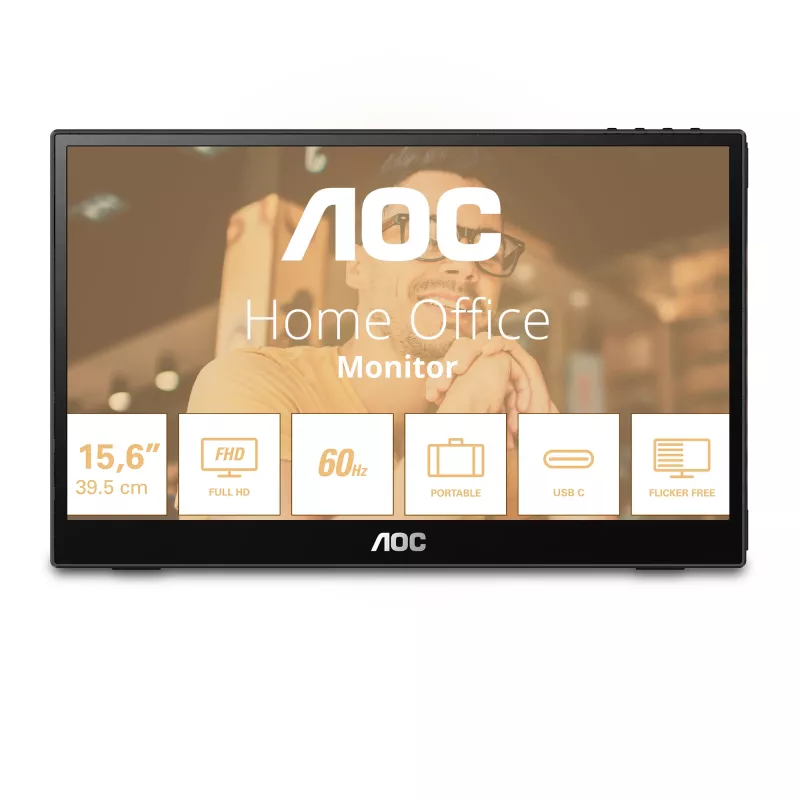 AOC 16T3EA kaasaskantav teler/monitor Must 39,6 cm (15,6 tolli) 1920 x 1080 pikslit