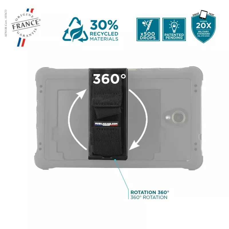 Mobilis Galaxy Tab Active5 8'' ümbris 360° pöörleva käerihma ja tugijalaga