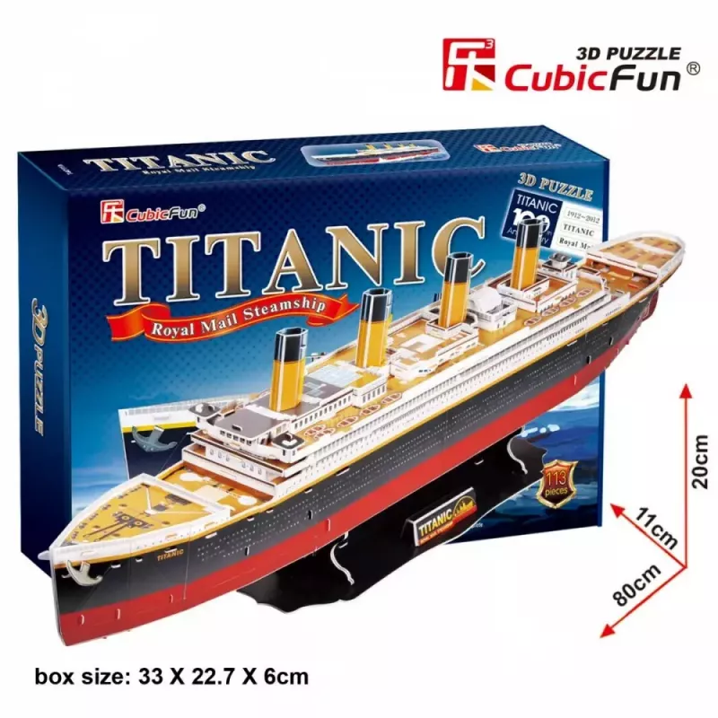 3D pusle Cubicfun Titanic Big T4011H — 1024 tükki, mõõtkavas mudellaev
