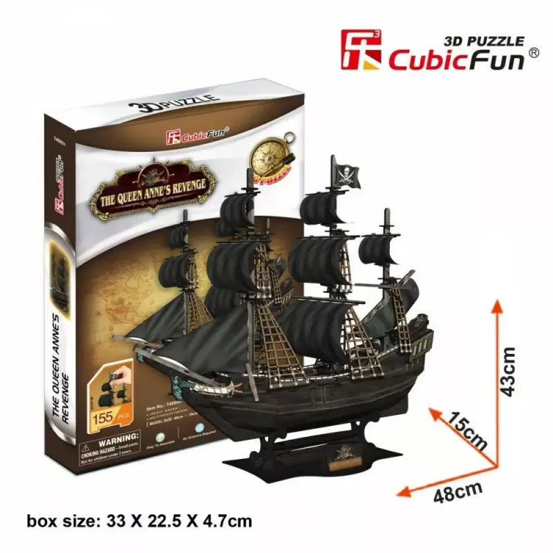 3D pusle CubicFun piraadilaev “Queen Anne's Revenge” mudel T4005H, papist kokkupanek