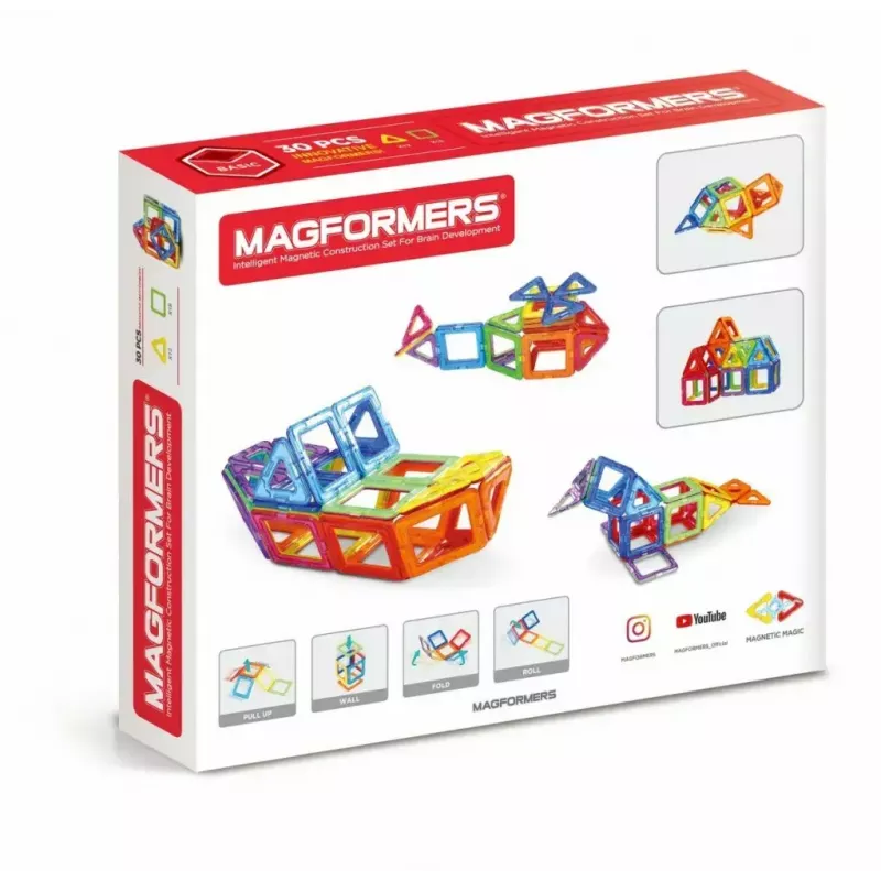 Magformers Magnetic Blocks Basic 30 tk komplekt MAGFORMERSilt — 30-osaline magnetiline konstruktsioonimänguasi