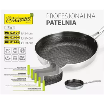 Universaalne praepann Maestro MR-1224-28 28 cm, kolmekihiline roostevabast terasest korpus, mittenakkuv, induktsiooniga ühilduv