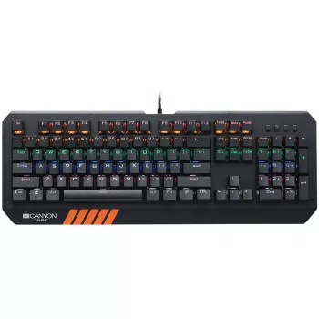 Mehaaniline mängurklaviatuur CANYON Hazard GK-6 RGB juhtmega must US/RU paigutusega