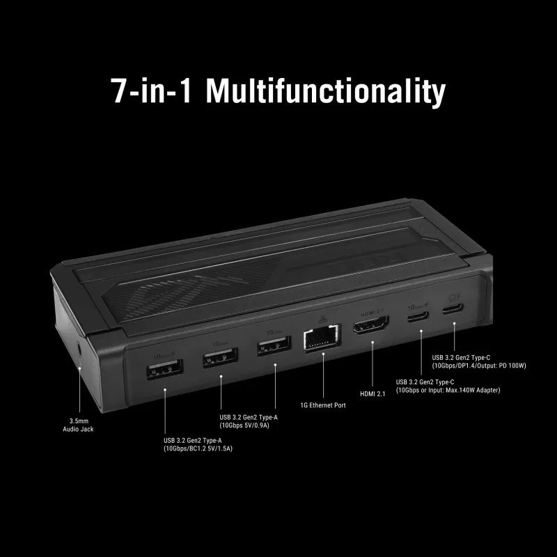 Dokkimisjaam ASUS ROG Bulwark Dock 2025 DG300 USB USB-C, 1x RJ-45, 1x HDMI, must, 160×74×25,5 mm