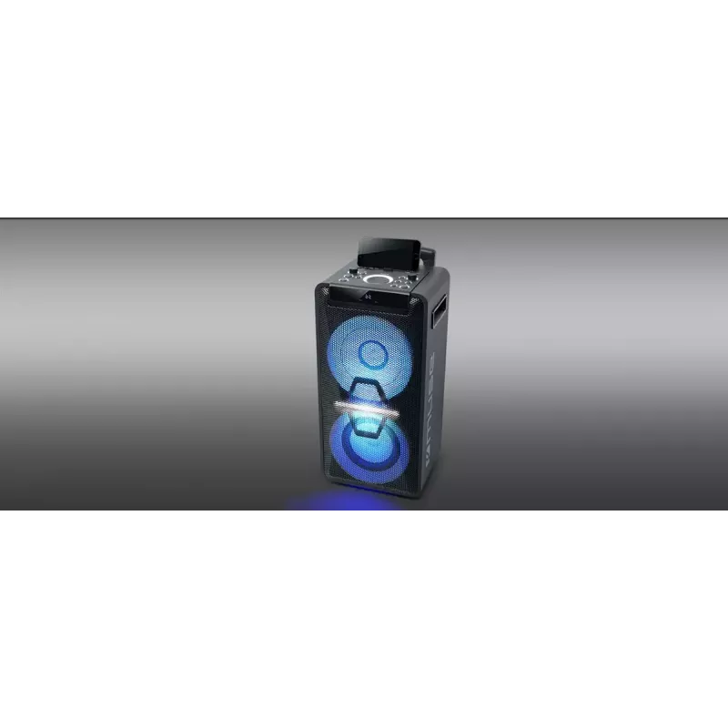 Kaasaskantav kõlar Muse M-1920 DJ — 300 W RMS, vahelduvvoolutoide, 3,5 mm sisend, 256×287×534 mm, 7 kg, must