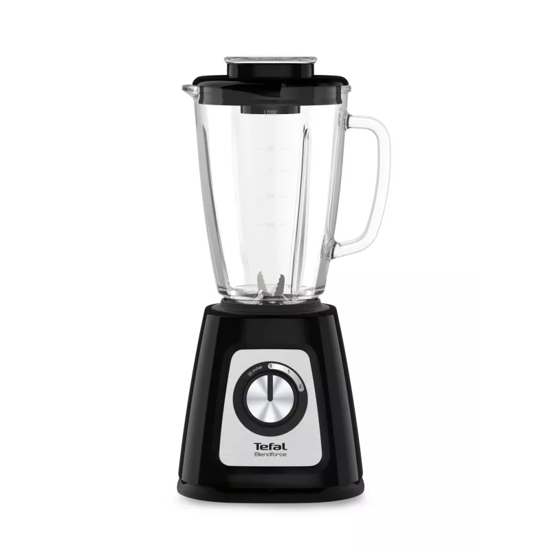 Lauapealne blender Tefal BL4358 — 800 W, 1,25 L klaaskann, jääpurustus, must/harjatud teras