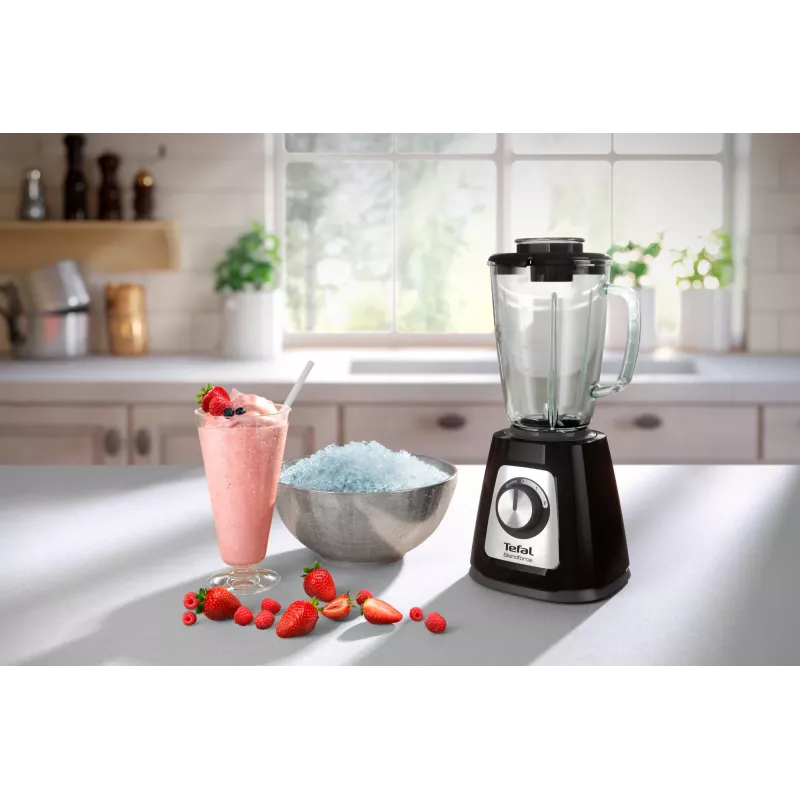 Lauapealne blender Tefal BL4358 — 800 W, 1,25 L klaaskann, jääpurustus, must/harjatud teras