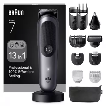 Trimmer BRAUN 80789908 tumehall — 21 pikkusastet, liitiumioonaku, 120 min tööaeg, vahelduvvool/aku