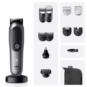 Trimmer BRAUN 80789908 tumehall — 21 pikkusastet, liitiumioonaku, 120 min tööaeg, vahelduvvool/aku