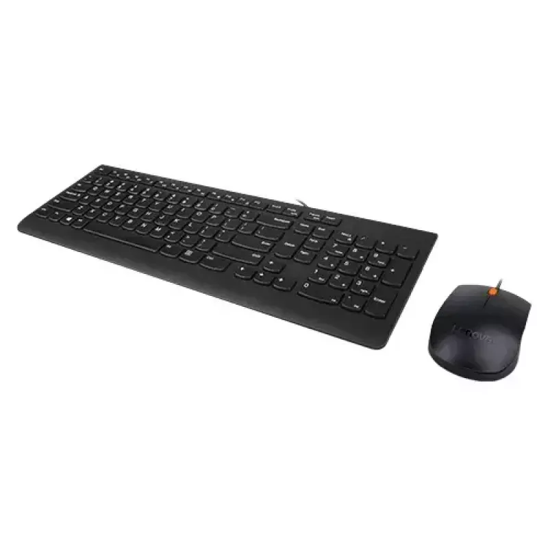 Juhtmega klaviatuuri ja hiire komplekt Lenovo 300 — täissuuruses QWERTY, US English, USB, must, 1,8 m kaabel, hiir 1600 DPI