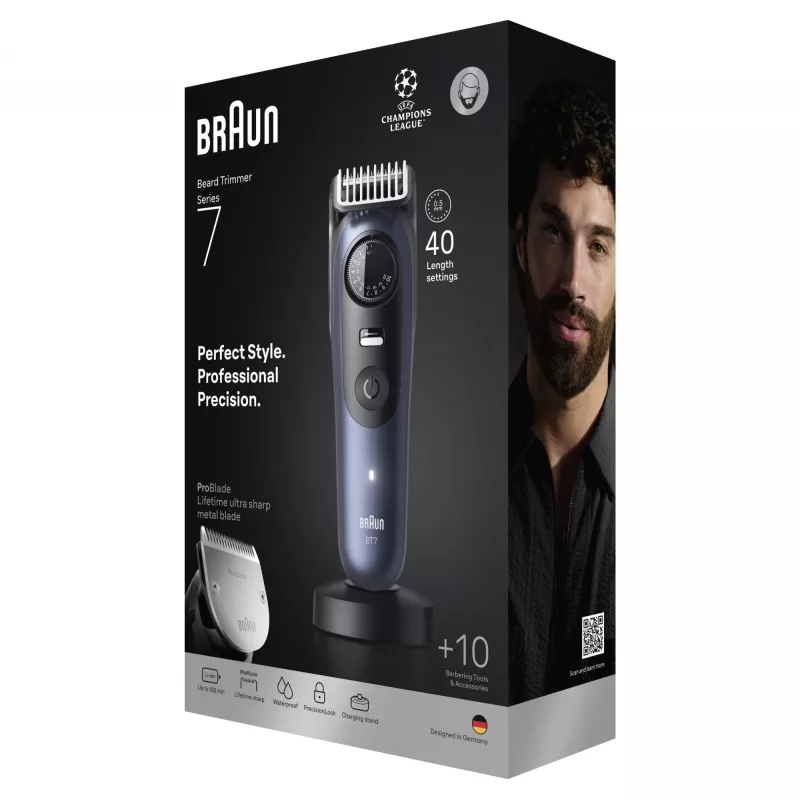 Habemetrimmer Braun BeardTrimmer 7 BT7540 0,5–20 mm Aku Must Sinine