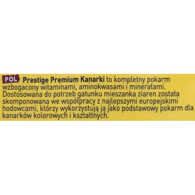 Täiskuivsegu kanaarilindudele VERSELE-LAGA Prestige Premium 800 g — 17% valku, 13% rasva, 6% kiudaineid