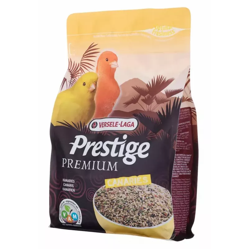 Täiskuivsegu kanaarilindudele VERSELE-LAGA Prestige Premium 800 g — 17% valku, 13% rasva, 6% kiudaineid