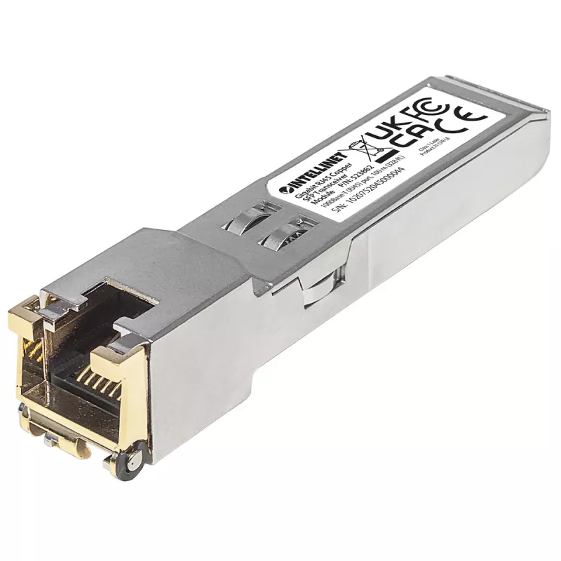 Intellinet transiiver Module Optical, Gigabit RJ45 Copper SFP, 1000Base-T (RJ45) port, 100 m, MSA-ühilduv, samaväärne Cisco GLC-T-ga, Ethernet, Fiiber, kolmeaastane garantii