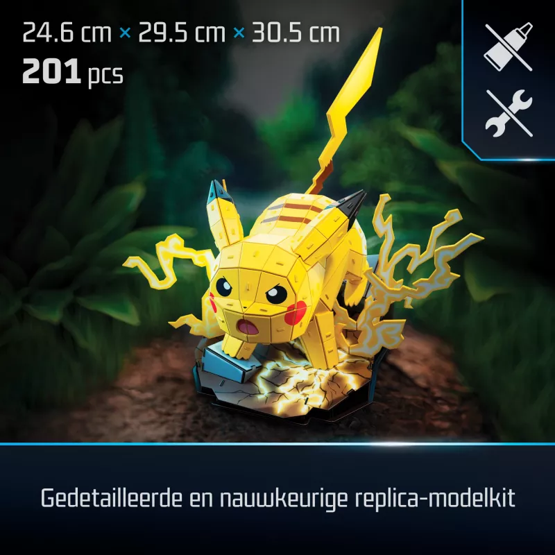 4D Build, Pokémon Pikachu 3D mudelikomplekt, Pokémon figuur, Kanto esimeste partnerite kollektsioon, lauakaunistus, 201 tk, vanusele 12+