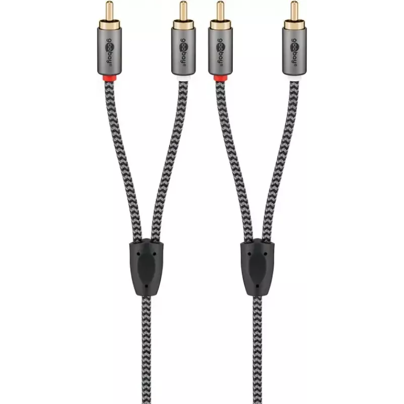 Audiokaabel WENTRONIC Goobay 65292 — 2×RCA isane - 2×RCA isane, 1 m, vask, kullatud, magnetiliselt varjestatud