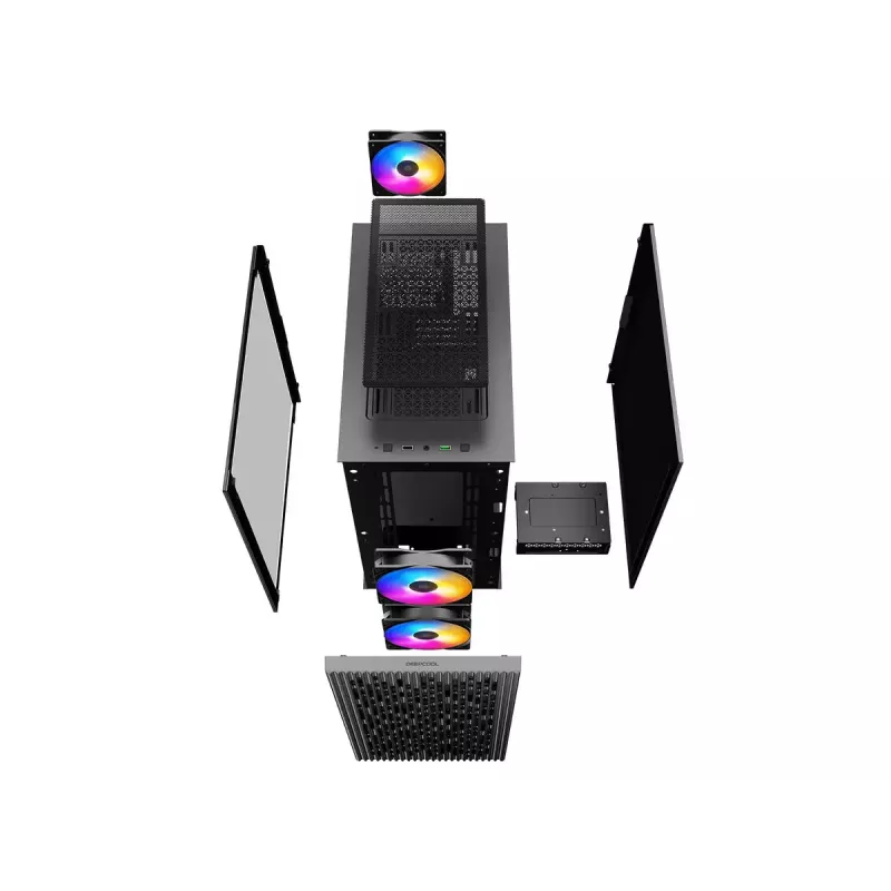 PC-korpus DeepCool MATREXX 40 3FS Micro Tower — Micro ATX/Mini-ITX, karastatud klaas, toetab 3x140/2x120 ventilaatorit, GPU kuni 320 mm, 2x3,5-tolline + 2x2,5-tolline, must