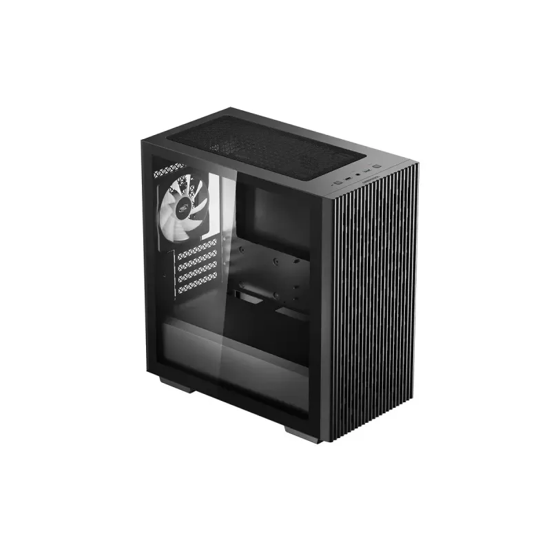PC-korpus DeepCool MATREXX 40 3FS Micro Tower — Micro ATX/Mini-ITX, karastatud klaas, toetab 3x140/2x120 ventilaatorit, GPU kuni 320 mm, 2x3,5-tolline + 2x2,5-tolline, must