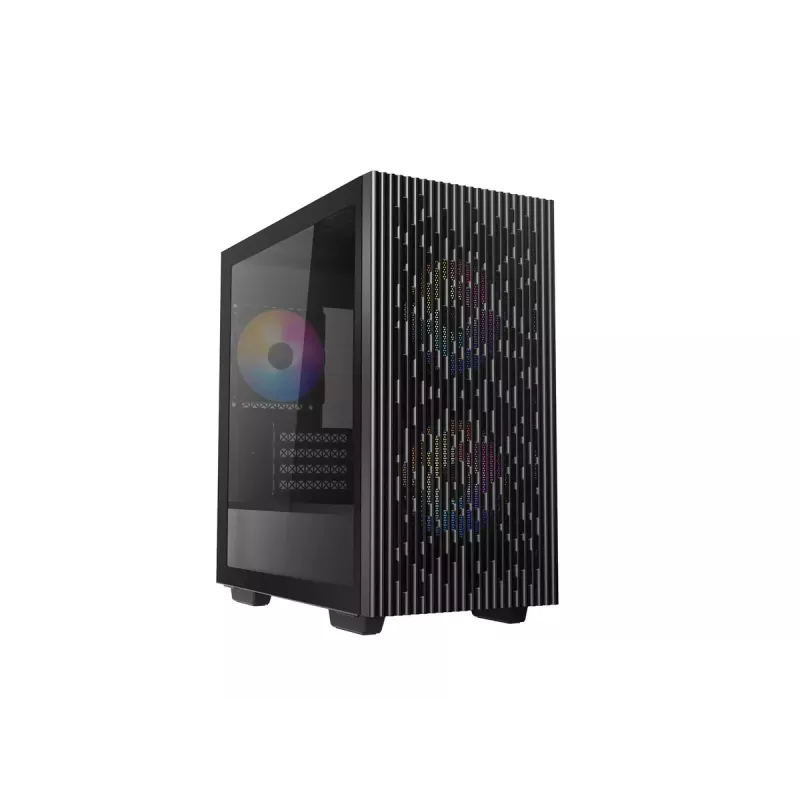 PC-korpus DeepCool MATREXX 40 3FS Micro Tower — Micro ATX/Mini-ITX, karastatud klaas, toetab 3x140/2x120 ventilaatorit, GPU kuni 320 mm, 2x3,5-tolline + 2x2,5-tolline, must
