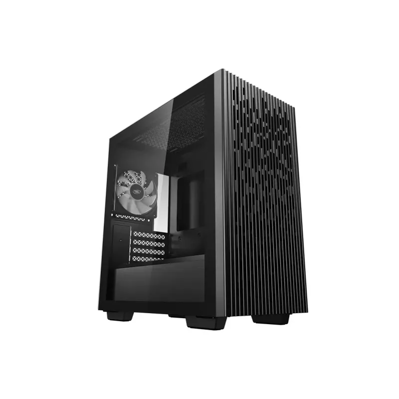 PC-korpus DeepCool MATREXX 40 3FS Micro Tower — Micro ATX/Mini-ITX, karastatud klaas, toetab 3x140/2x120 ventilaatorit, GPU kuni 320 mm, 2x3,5-tolline + 2x2,5-tolline, must
