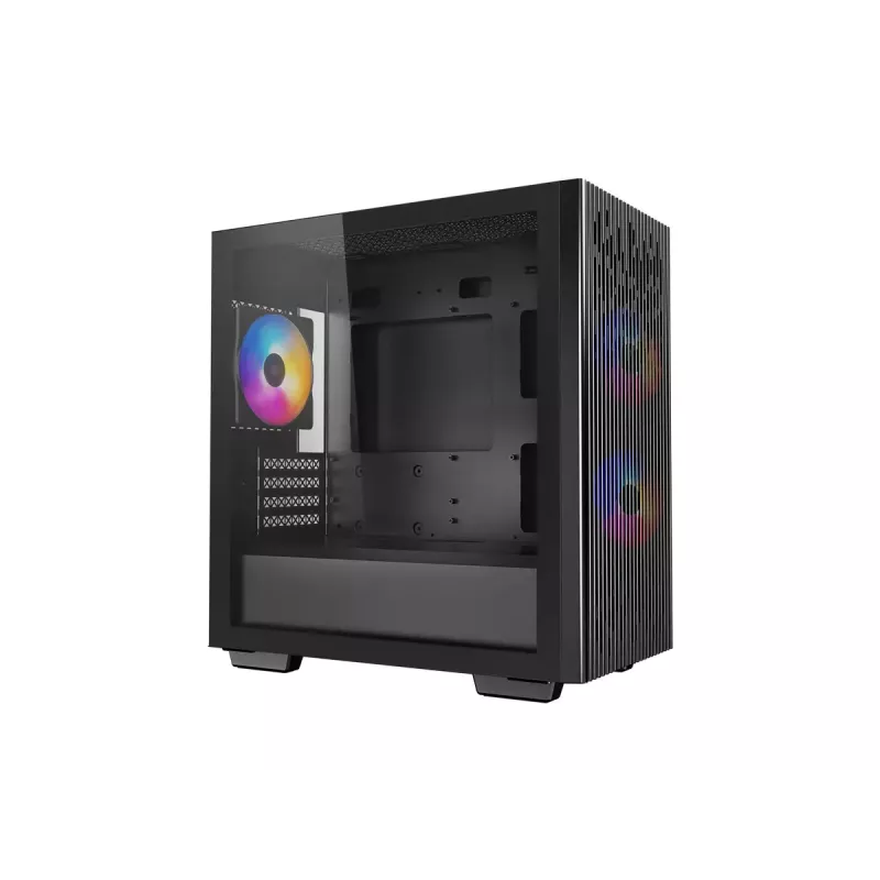 PC-korpus DeepCool MATREXX 40 3FS Micro Tower — Micro ATX/Mini-ITX, karastatud klaas, toetab 3x140/2x120 ventilaatorit, GPU kuni 320 mm, 2x3,5-tolline + 2x2,5-tolline, must