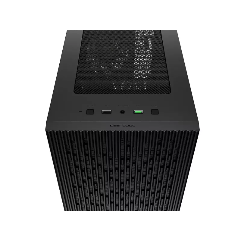 PC-korpus DeepCool MATREXX 40 3FS Micro Tower — Micro ATX/Mini-ITX, karastatud klaas, toetab 3x140/2x120 ventilaatorit, GPU kuni 320 mm, 2x3,5-tolline + 2x2,5-tolline, must